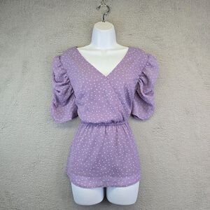 Maurices Top Womens XL Purple Chiffon Polka Dot Dainty Soft Girl Boho Chic Glam‎